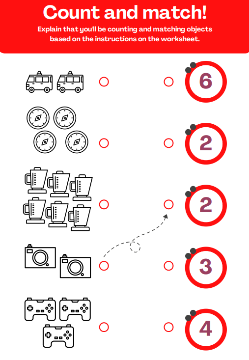 Matching numbers to words worksheet