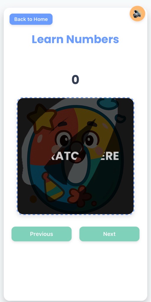 Scratch card revealing number 5 with audio button