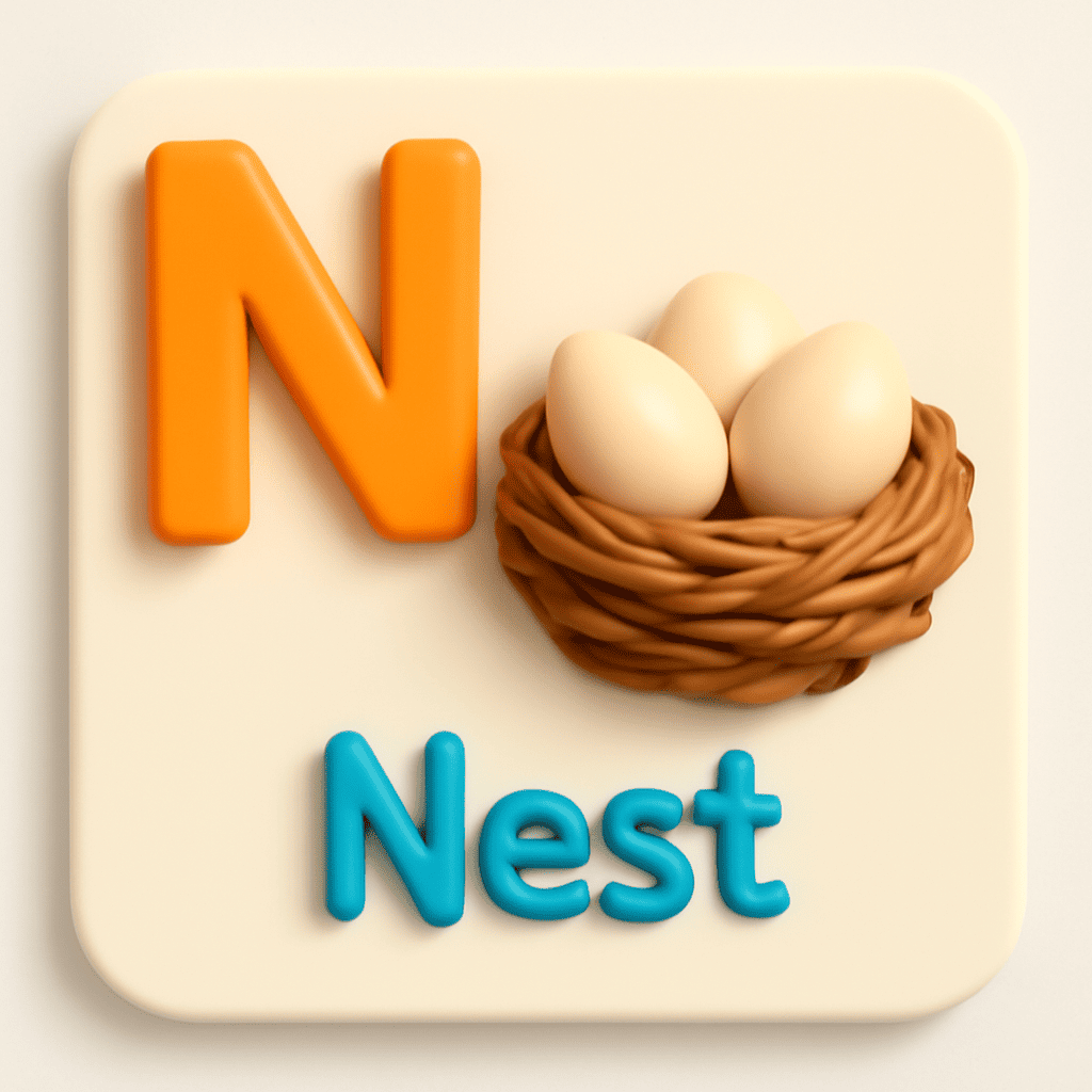 Letter N for kids