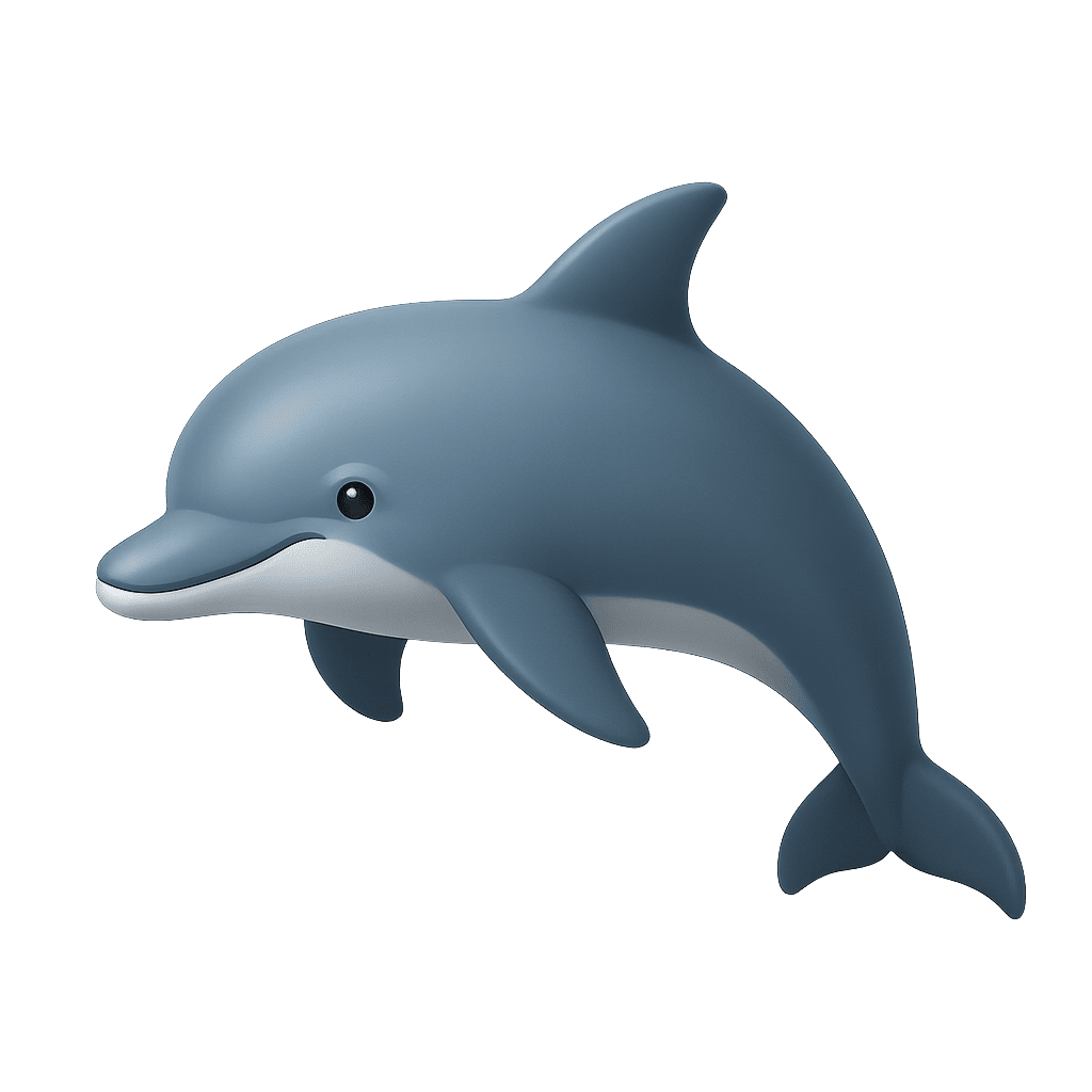 Jumping dolphin in ocean for kids learning