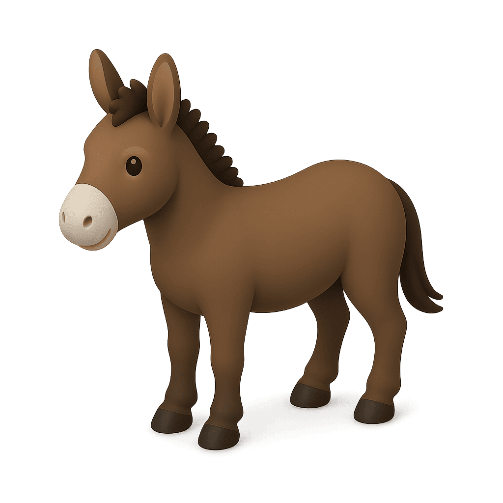 Friendly donkey carrying basket for kids learning