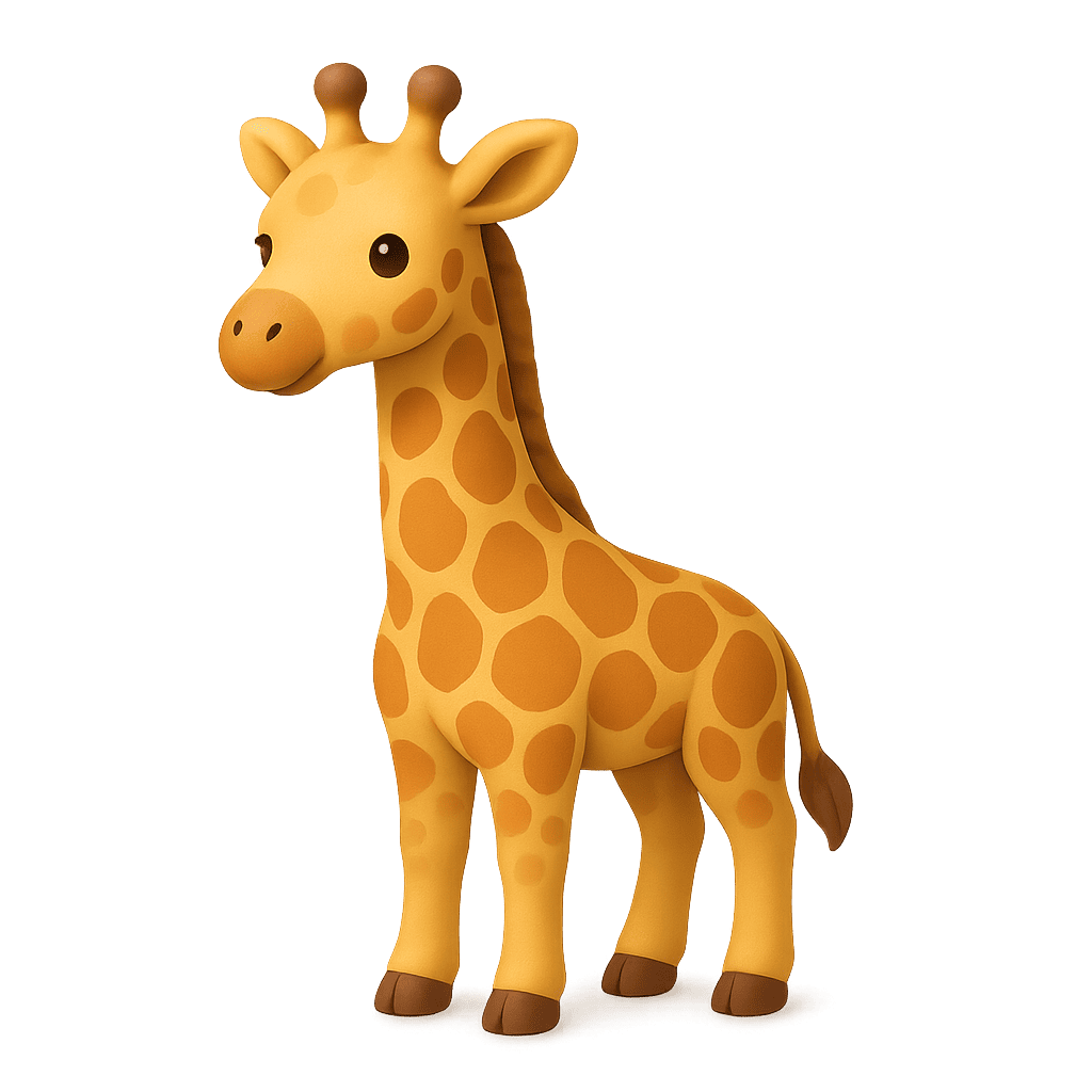 Tall giraffe eating leaves for kids learning