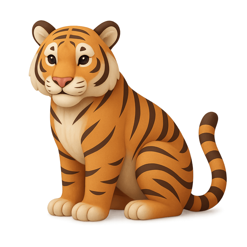 Striped tiger in jungle for kids learning