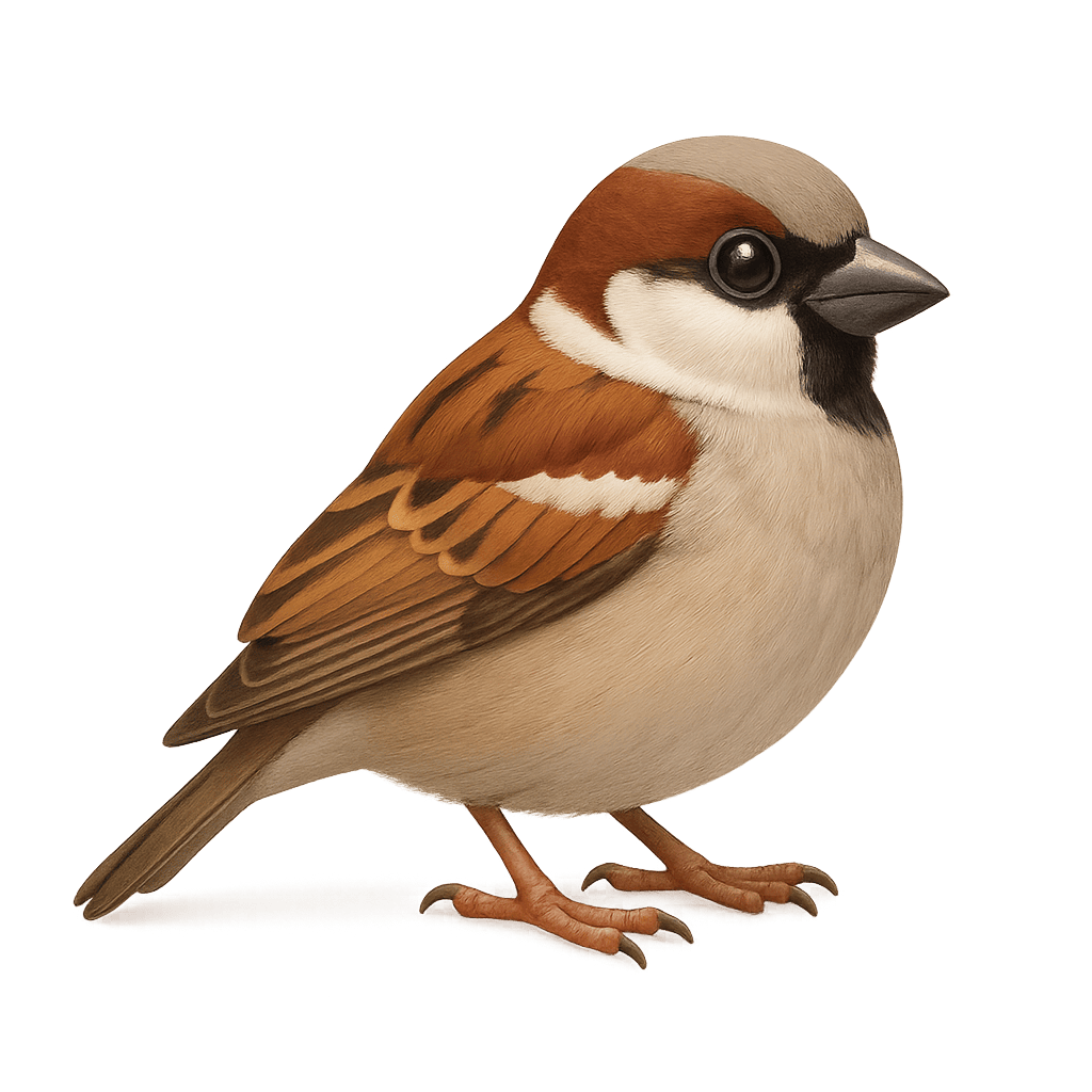 Small sparrow hopping on grass for kids learning