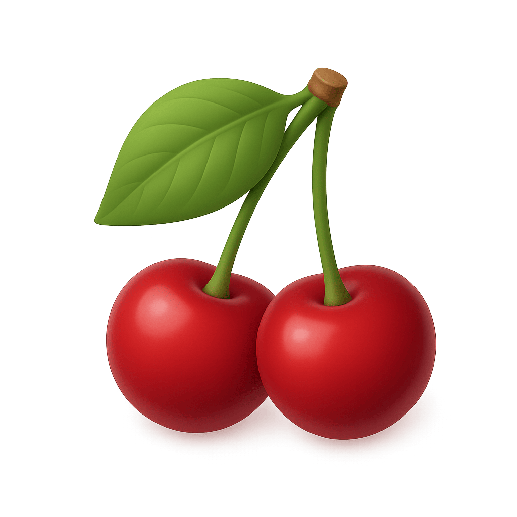 Fresh red cherries with stems for kids learning