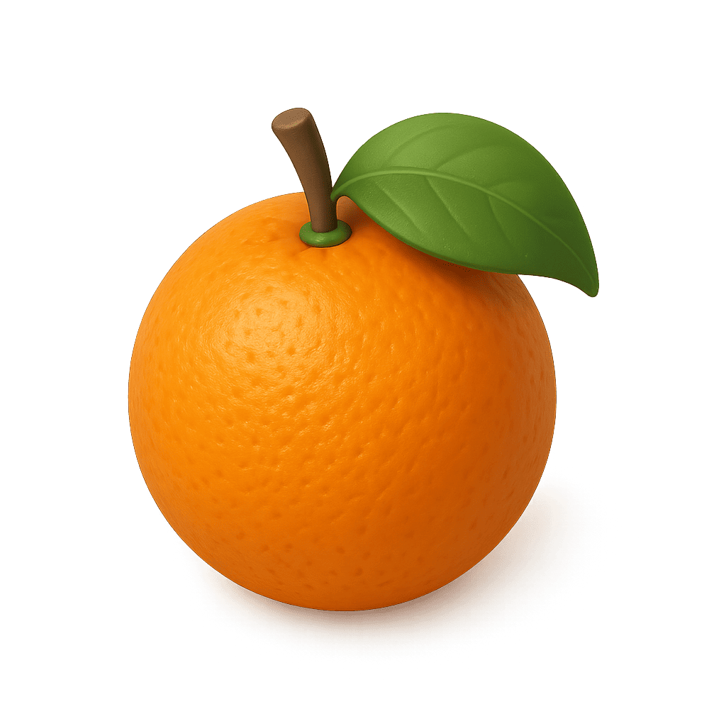 Whole and sliced orange fruit for kids learning