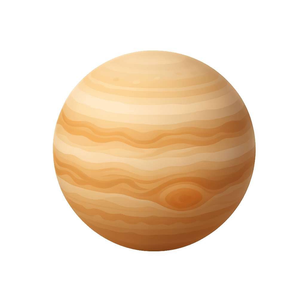 Striped Jupiter planet with Great Red Spot for kids learning